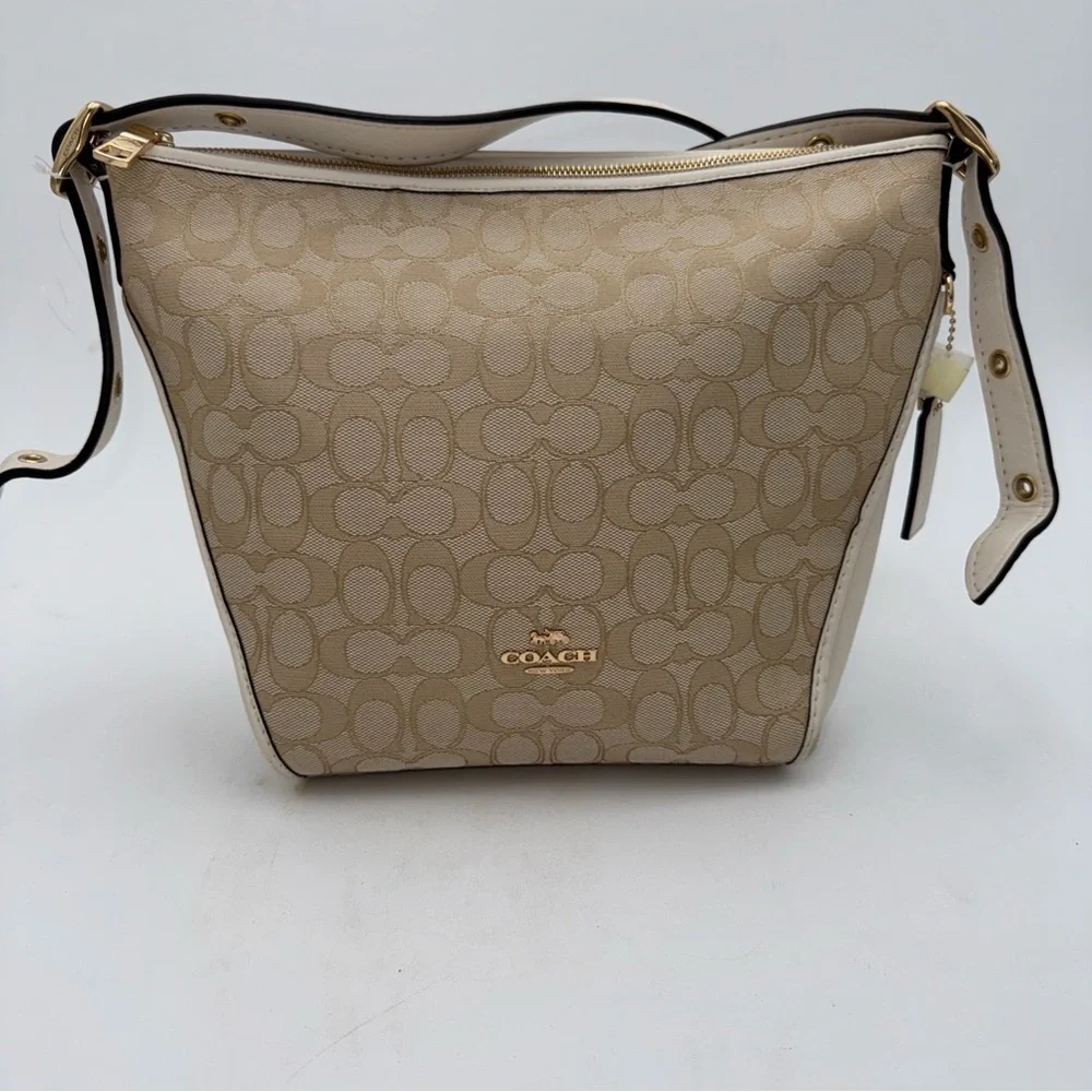 Coach Signature Dufflette Light Khaki Chalk 25697 Crossbody Shoulder Bag